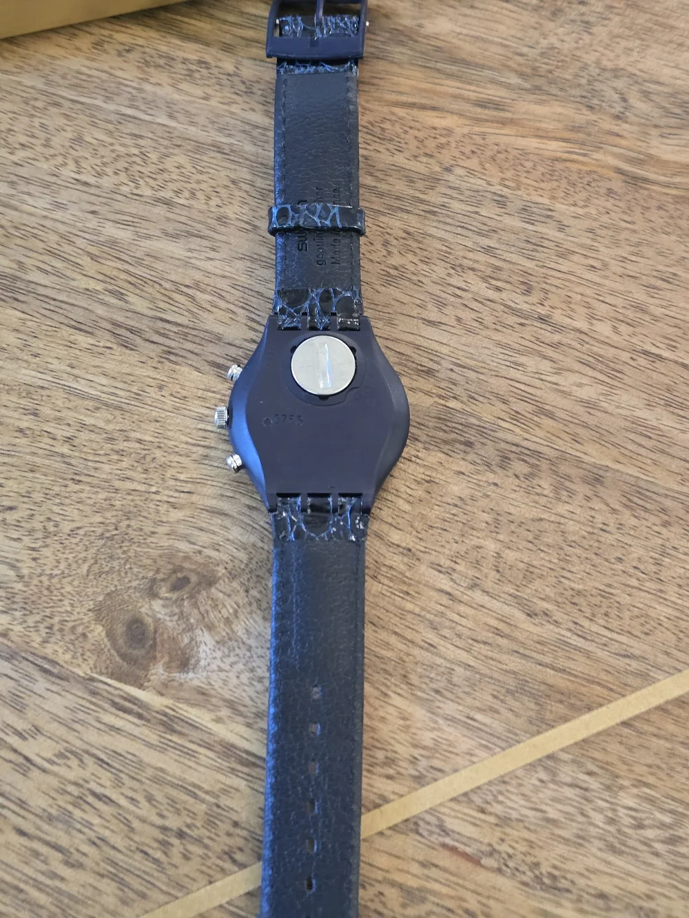 Swatch Swiss Black and Cream Chronograph Watch